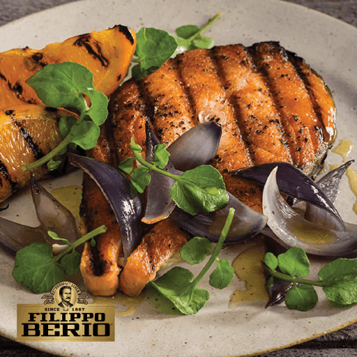 Grilled Salmon with Red Onions