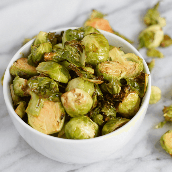 Air Fryer Brussels Sprouts with Garlic Bacon Aioli
