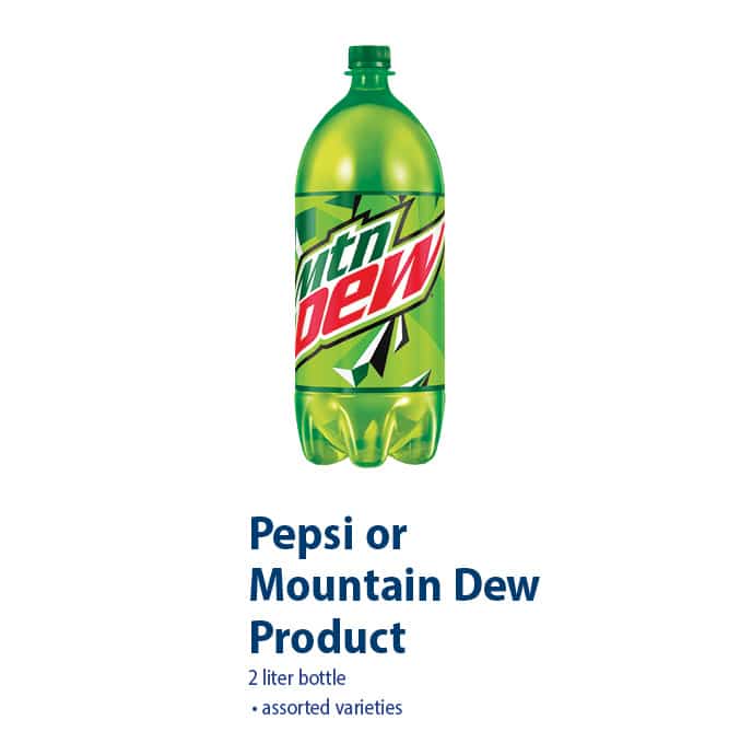 Pepsi or Mountain Dew Product, 2 Liter bottle, assorted varieties