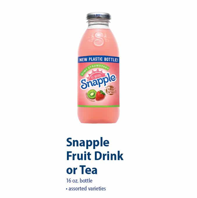 Snapple Fruit Drink or Tea, 16 oz. bottle, assorted varieties