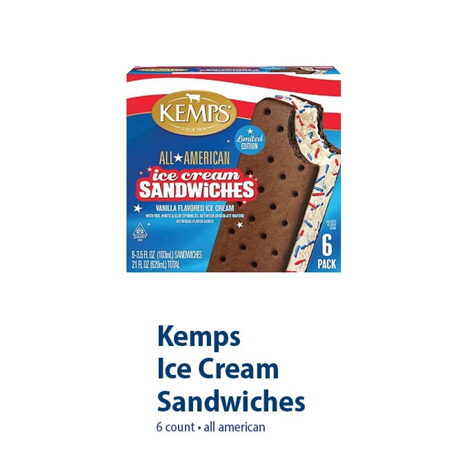 Kemps Ice Cream Sandwiches, 6 count, all american