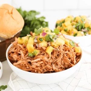 bbq pulled pork with pineapple salsa