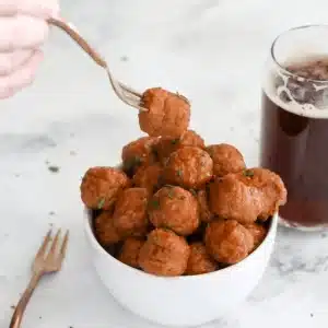 beer and barbecue meatballs