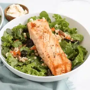 grilled salmon harvest salad with lemon dijon vinaigrette