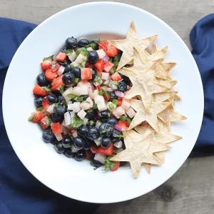 red, white and blue salsa