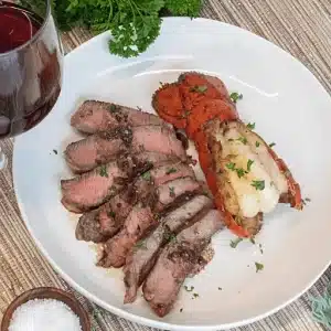 surf & turf with red wine sauce